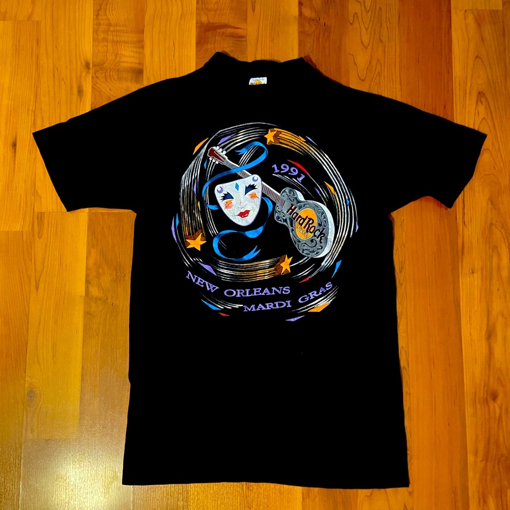 Hard Rock Cafe Tshirt Vintage Thrift Size Large 1991 New Orleans Mardi Gras